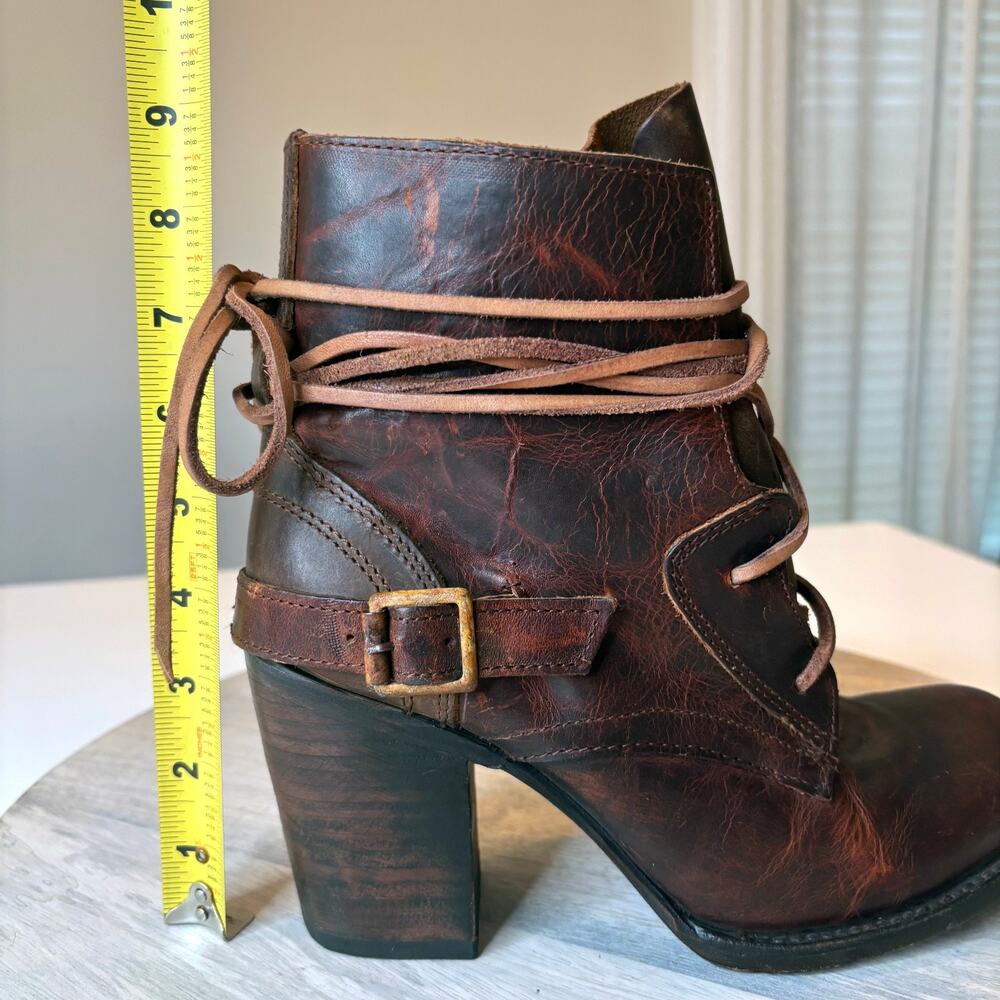 Freebird Billy Brown Leather Lace Up Ankle Boots Women's Sz 9 Block Heel Boho - Picture 10 of 10